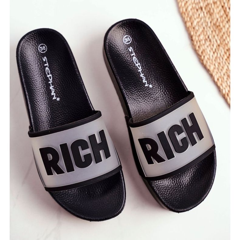 SEA Pantuflas negras Rich para mujer en la plataforma negro 1