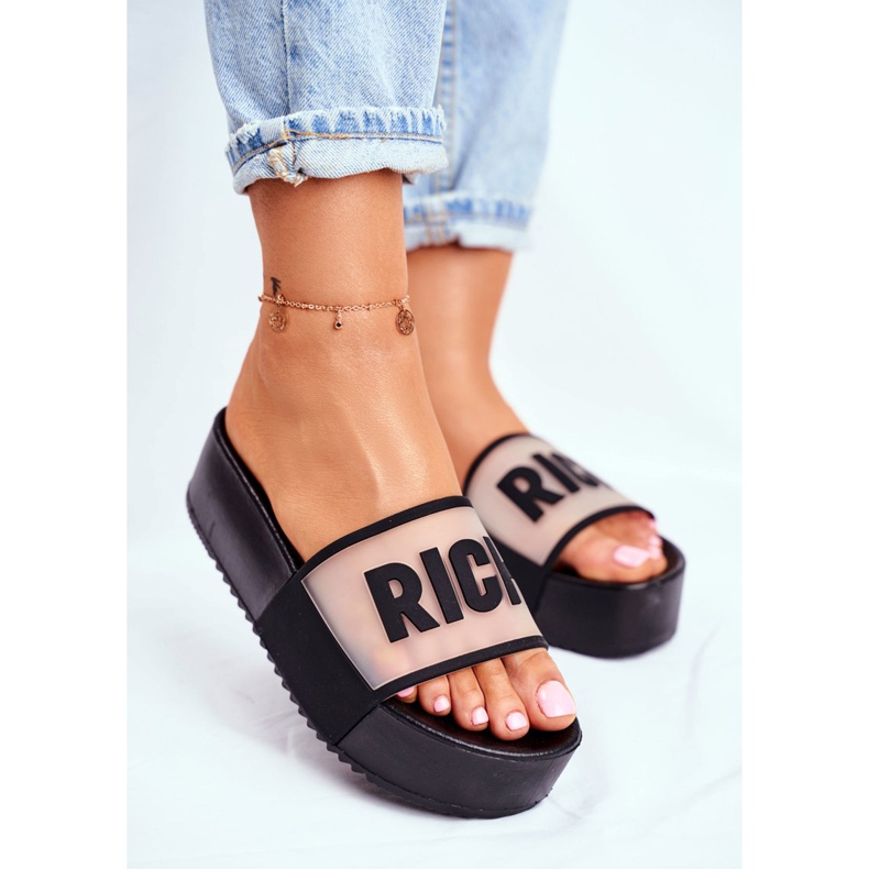 SEA Pantuflas negras Rich para mujer en la plataforma negro 2