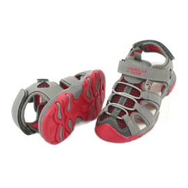 American Club Sandalias Inserto de cuero rojo gris XD06/20 4