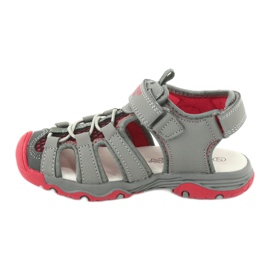 American Club Sandalias Inserto de cuero rojo gris XD06/20 2