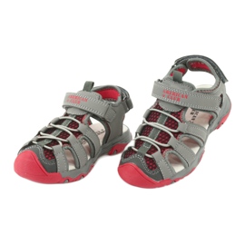American Club Sandalias Inserto de cuero rojo gris XD06/20 3