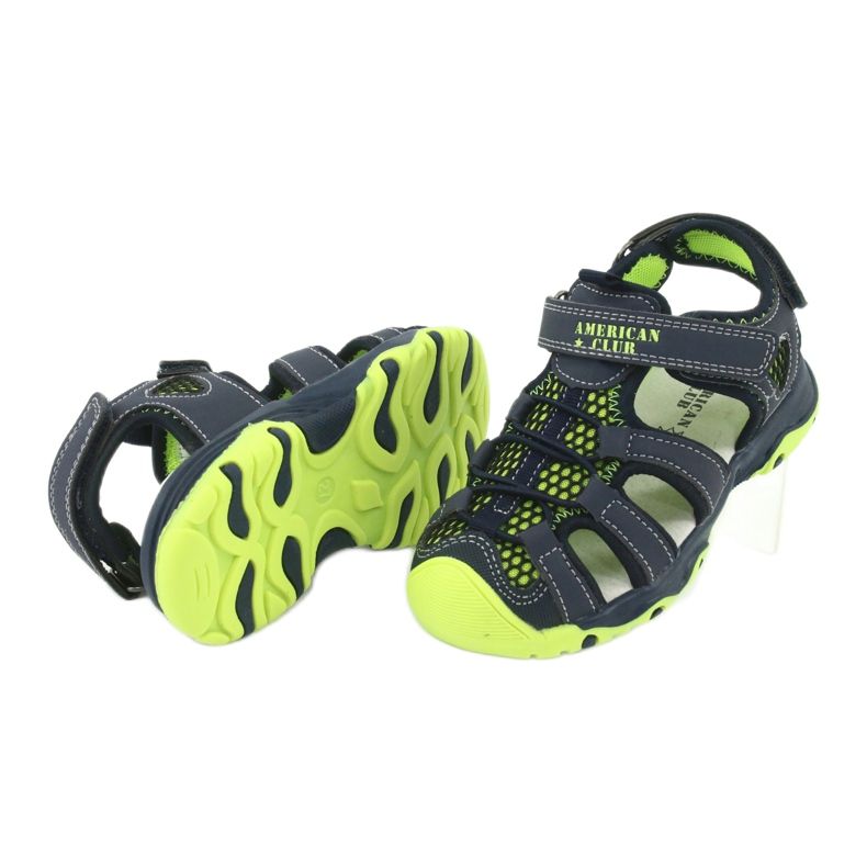 Sandalias en piel American Club XD06 / 20 azul marino verde 3