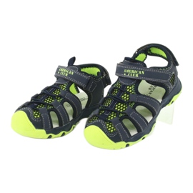 Sandalias en piel American Club XD06 / 20 azul marino verde 2
