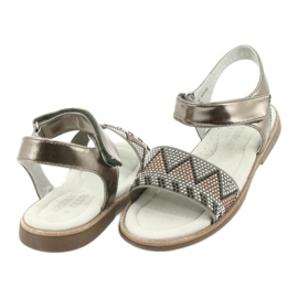 American Club Sandalias de niñas de cuero inserto metálico de plata con lentejuelas GC07/20 3