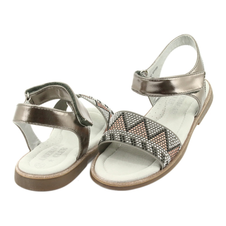 American Club Sandalias de niñas de cuero inserto metálico de plata con lentejuelas GC07/20 3 American Club Sandalias de niñas de cuero inserto metálico de plata con lentejuelas GC07/20 3