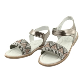 American Club Sandalias de niñas de cuero inserto metálico de plata con lentejuelas GC07/20 2