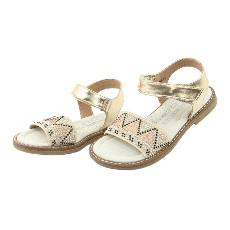 American Club Sandalias de oro para niñas con lentejuelas de cuero Inserto GC08/20 dorado 3