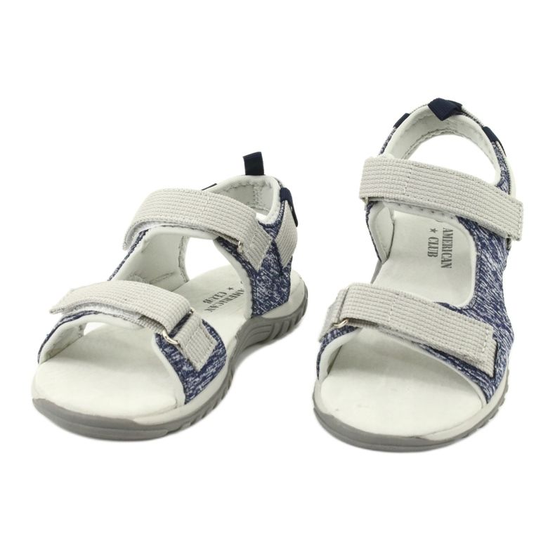 Sandalias con aplicación de piel American Club RL25/20 azul marino y gris 2