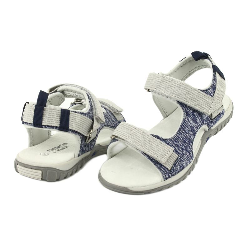 Sandalias con aplicación de piel American Club RL25/20 azul marino y gris 3