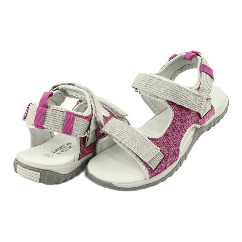 American Club Sandalias de niñas con un inserto de cuero RL25/20 rosa/gris 3