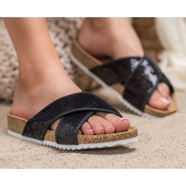 Kylie Pantuflas Negras Con Lentejuelas negro 4