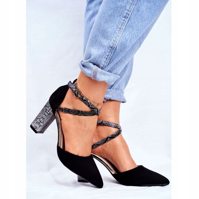 S.Barski Zapatos de salón para mujer en el talón de serpiente negro juntos multicolor 1