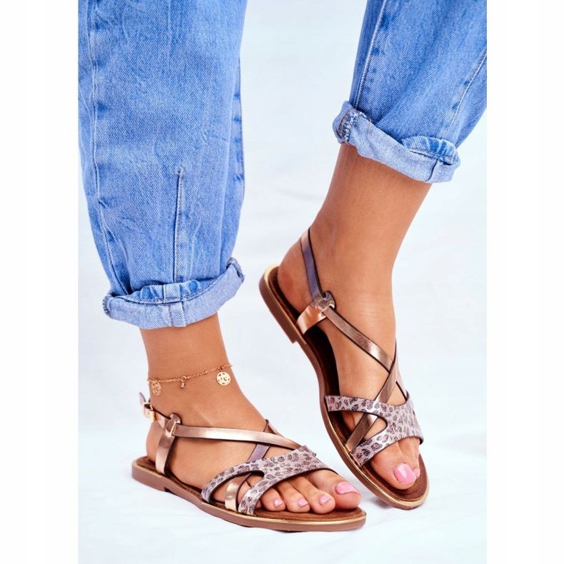 S.Barski Sandalias Planas Mujer Champagne Barski Lomba rosado amarillo 1