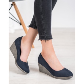 Goodin Zapatos de tacón de ante con cuña azul marino azul 5
