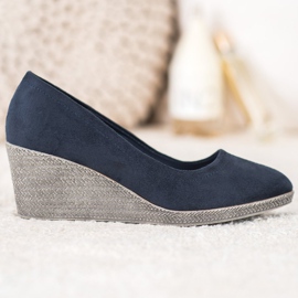 Goodin Zapatos de tacón de ante con cuña azul marino azul 2