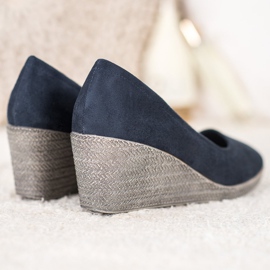 Goodin Zapatos de tacón de ante con cuña azul marino azul 3