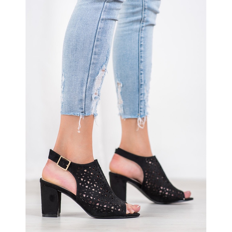 Goodin Sandalias caladas con ante negro 2