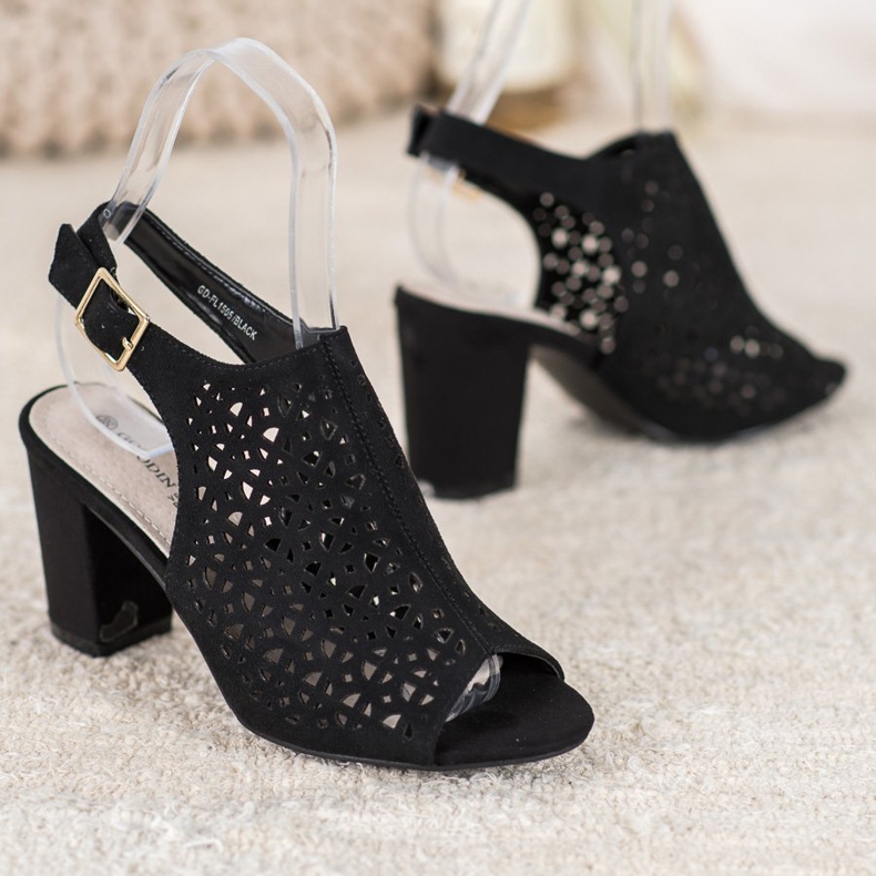 Goodin Sandalias caladas con ante negro 1