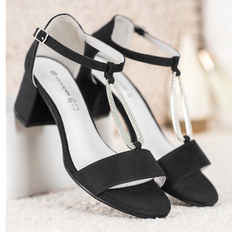 Goodin Elegantes sandalias de tacón negro 1