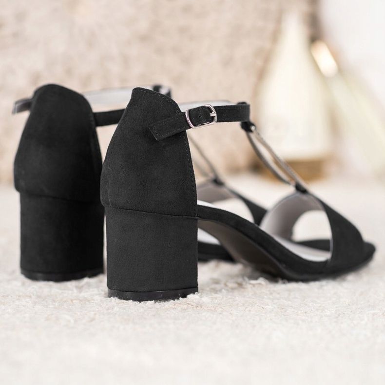 Goodin Elegantes sandalias de tacón negro 2