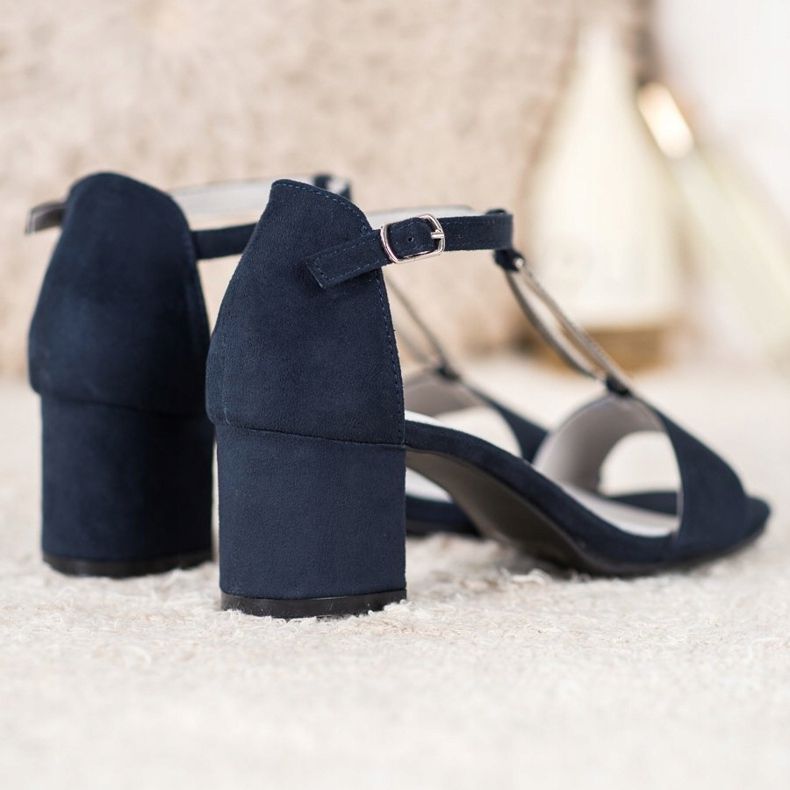 Goodin Elegantes sandalias de tacón azul marino azul 2