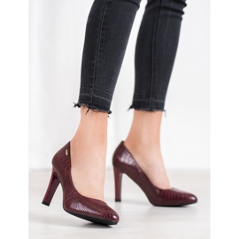 Goodin Zapatos de salón granate con cuero ecológico rojo 1