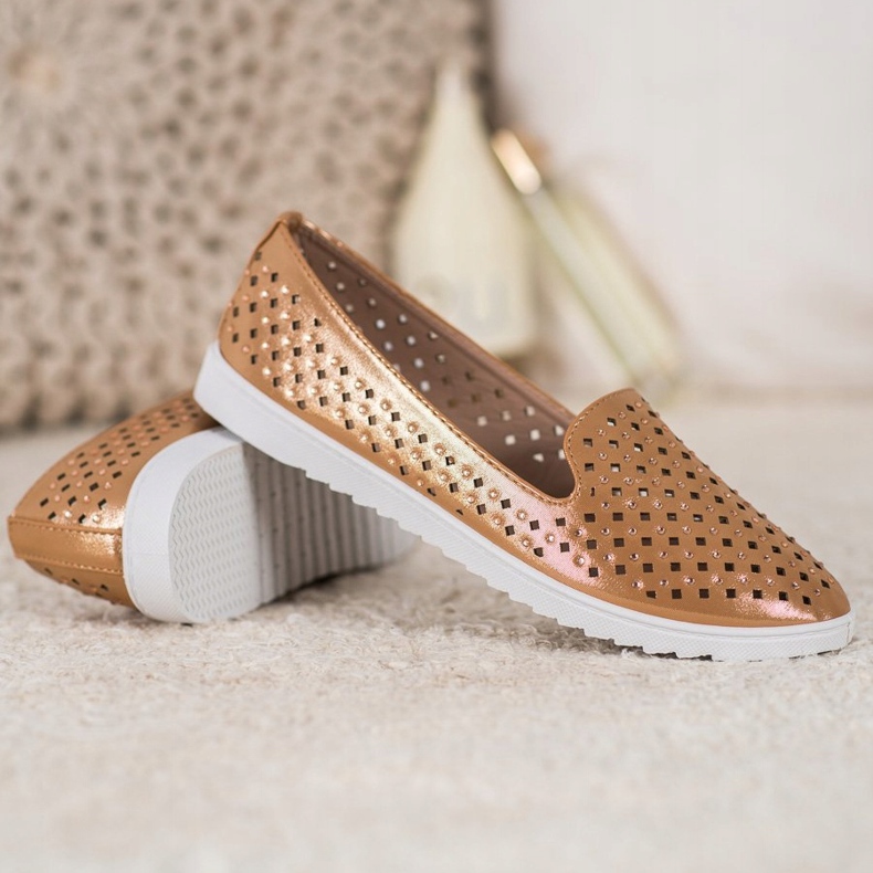 Renda Señores elegantes con cristales marrón dorado 1