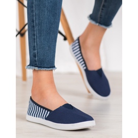 SHELOVET Slipons azul marino con rayas 2