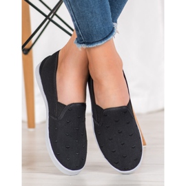 SHELOVET Slipons negros en corazones 3