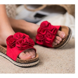 Pantuflas Cómodas Con Flores VINCEZA rojo 2