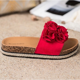 Pantuflas Cómodas Con Flores VINCEZA rojo 1