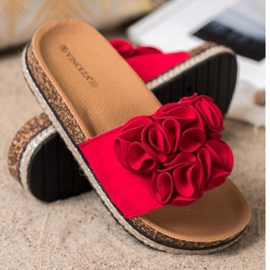 Pantuflas Cómodas Con Flores VINCEZA rojo 3