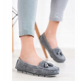 Mocasines cómodos de piel VINCEZA gris 1