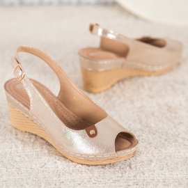 Sandalias Cuña Brillante VINCEZA dorado 2