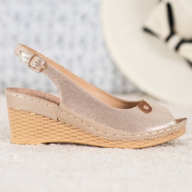 Sandalias Cuña Brillante VINCEZA dorado 3