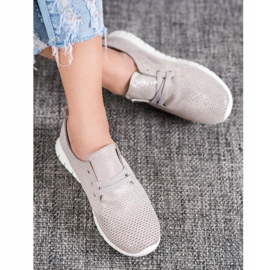 Zapatos de piel con purpurina VINCEZA beige 4