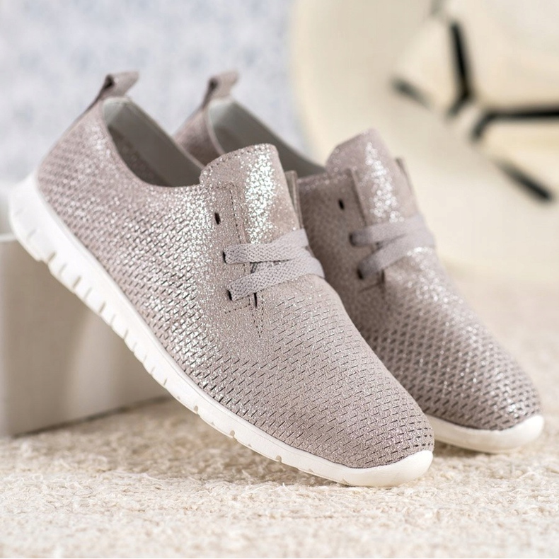 Zapatos de piel con purpurina VINCEZA beige 1