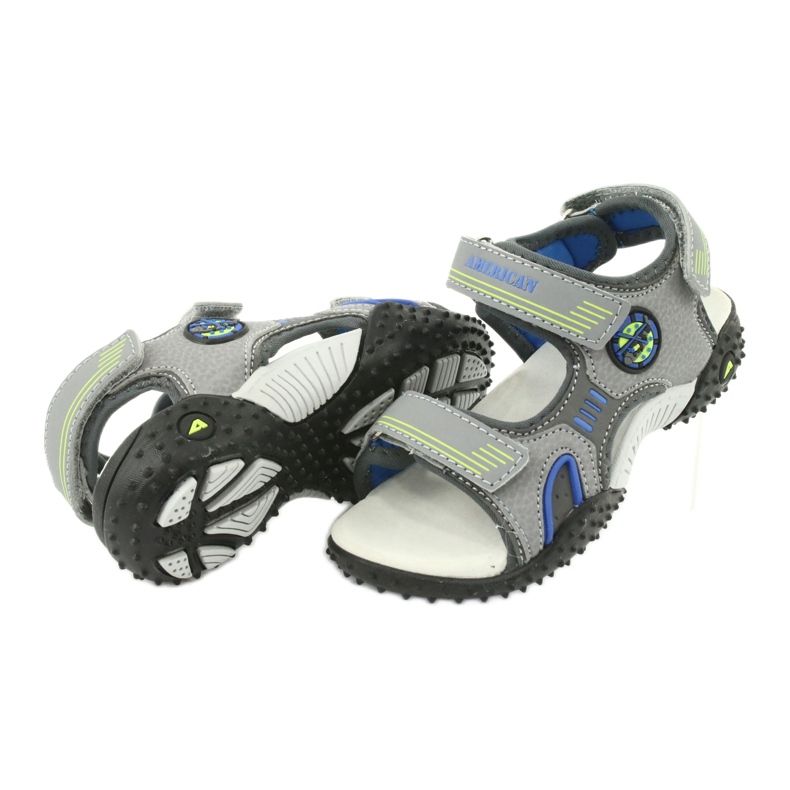 American Club Sandalias American HL20/20 plantilla de piel gris-azul 3