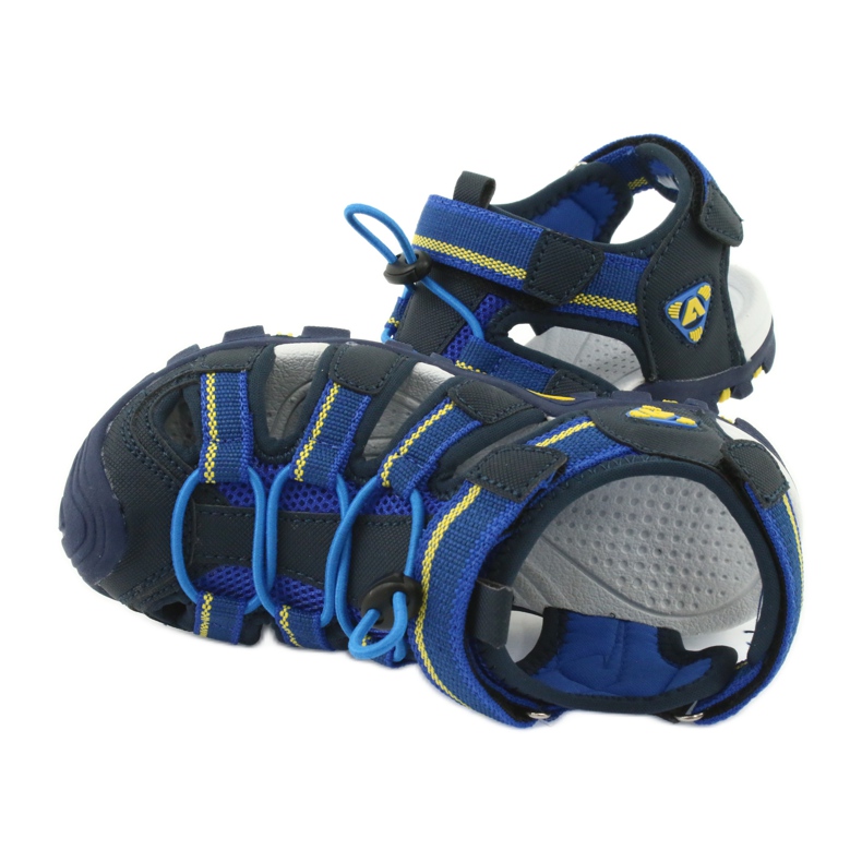 American Club Sandalias para niños con inserto de espuma American DR01 / 20 azul marino azul amarillo 4