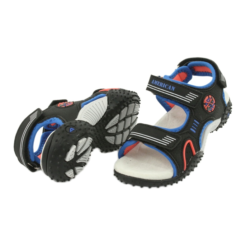 American Club Sandalias American HL20/20 plantilla de piel negro/azul 3