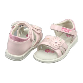 American Club Sandalias de cuero para niñas con flores XD12/20 Rosa 3
