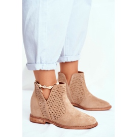 De mujer Botas Tacón plano Ante Calado Tonos beige 3