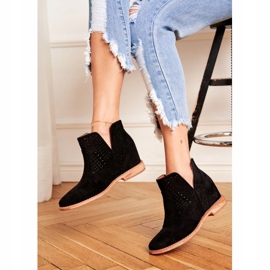 De Mujer Botas Con Tacón Plano Ante Calado Negro Tonos 4