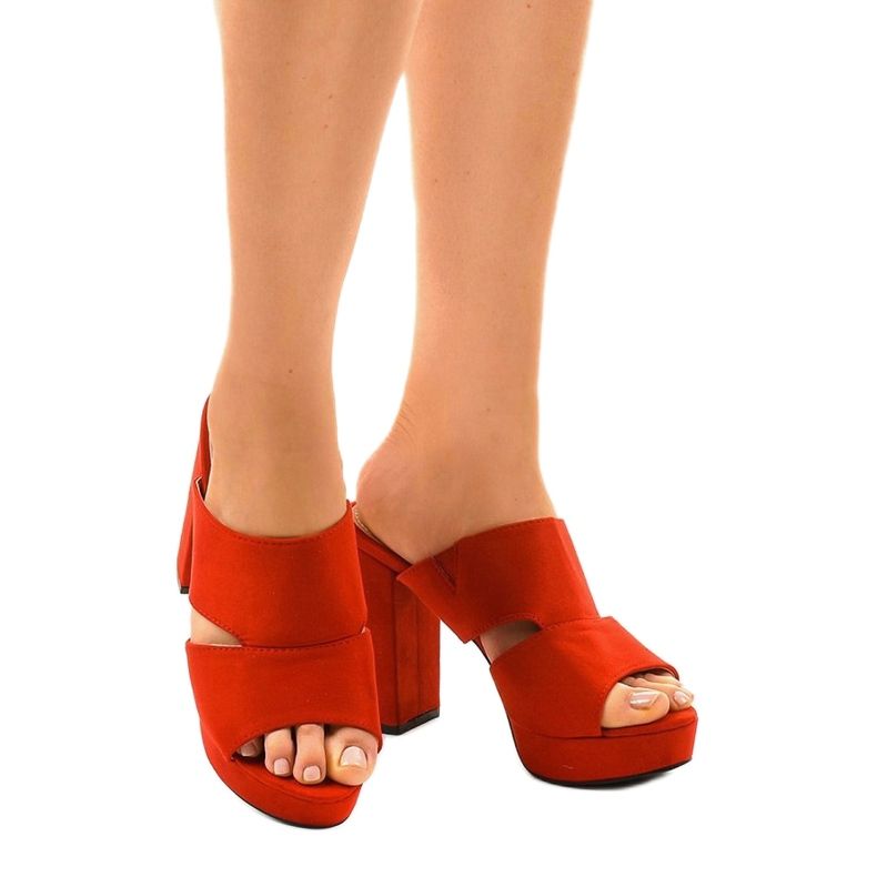 Tacones altos de ante rojo 9R55 1