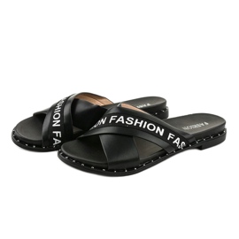 Pantuflas negras fashion 888-1 negro 2