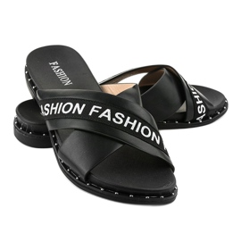 Pantuflas negras fashion 888-1 negro 3