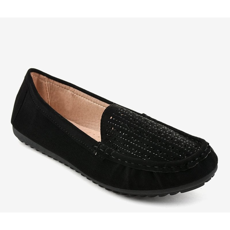 Mocasines negros calados con lentejuelas YSD823Y 1