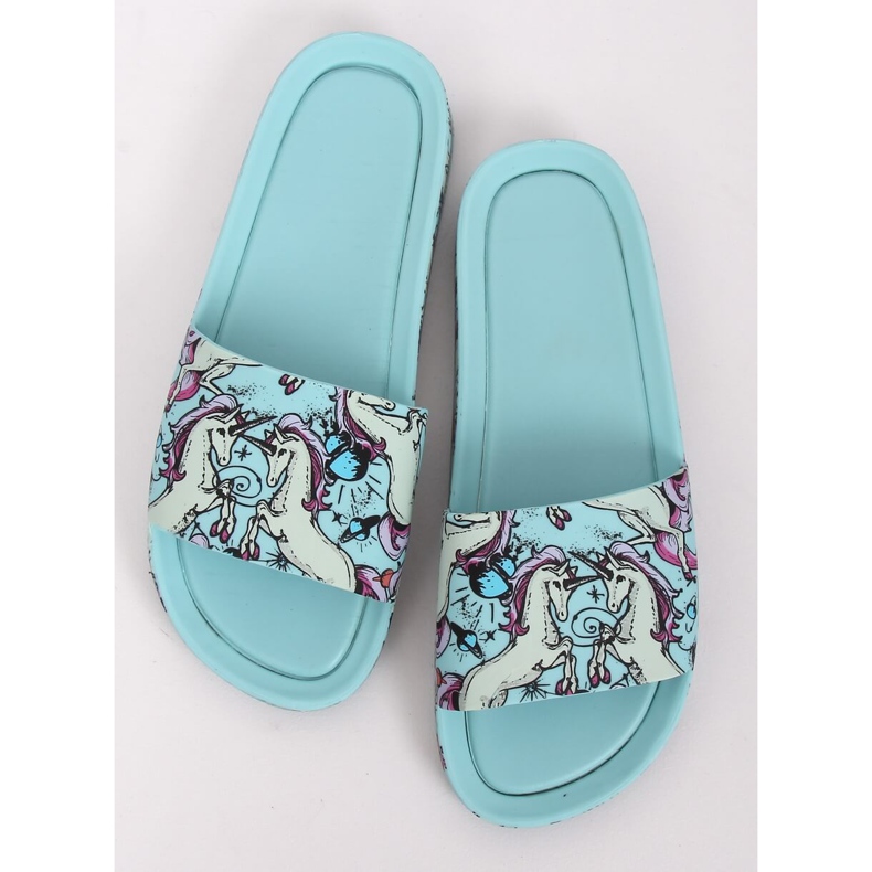 Pantuflas unicornio azul CK83 L.BLUE 1 Pantuflas unicornio azul CK83 L.BLUE 1