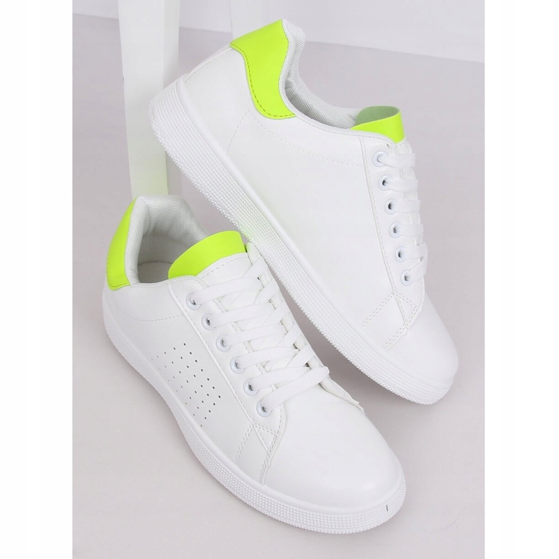 Zapatillas de mujer blancas y neón LV101P Flugreen blanco amarillo 1