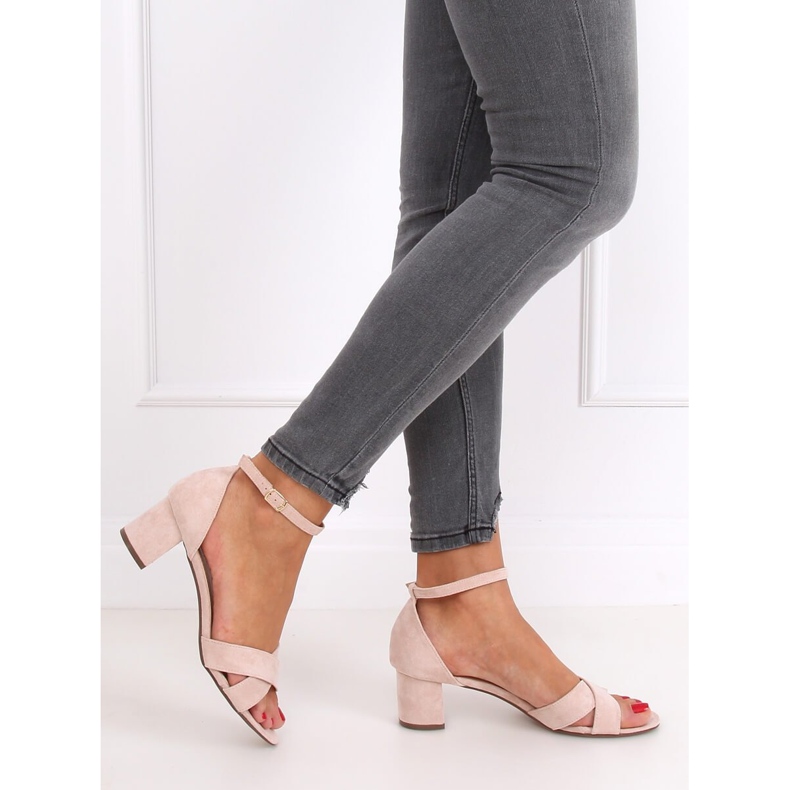 Sandalias de tacón beige y rosa F189P Beige marrón rosado 2 Sandalias de tacón beige y rosa F189P Beige marrón rosado 2